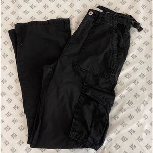 Bershka straight leg cargo pants in black